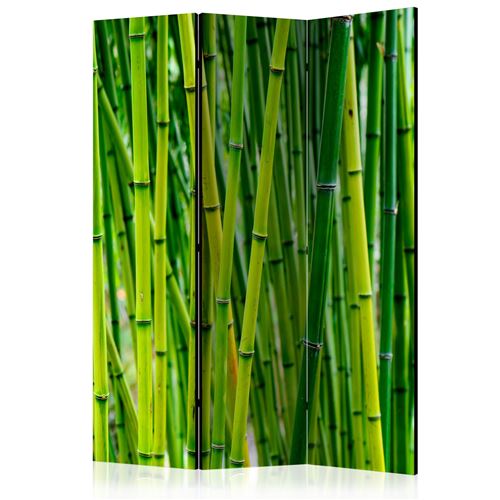 Paravent 3 volets panneaux cloison séparateur de pièce pliable recto verso Foret de bambou 135x172 cm PAR110079