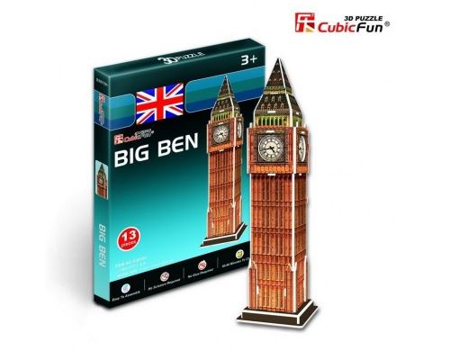 Puzzle 13 Pièces : Puzzle 3D Série Mini - Royaume Uni, Londres : Big Ben (Difficulté 2/8), Cubic Fun