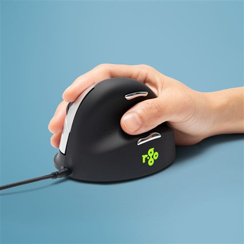 Non Communiqué Noir R-Go Souris Ergonomique He Break - Souris - Ergonomique - Pour Droitiers - 5 Boutons - Filaire - Usb - / Argent
