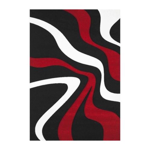 DIAMOND VAGUES Tapis de salon 120x170 cm rouge, noir et blanc