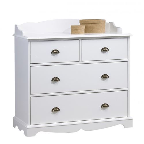 Commode 4 Tiroirs Blanche + Cr&eacute;dence