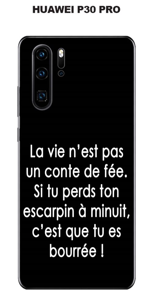 Coque Huawei P30 PRO design Citation La vie n'est pas Texte blanc fond noir