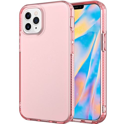 Housse antichoc ultra mince en silicone transparent pour iPhone 12/12 Pro 6.1” - Rose