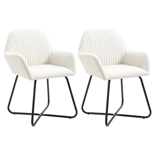 vidaXL Chaises de salle à manger 2 pcs Crème Tissu