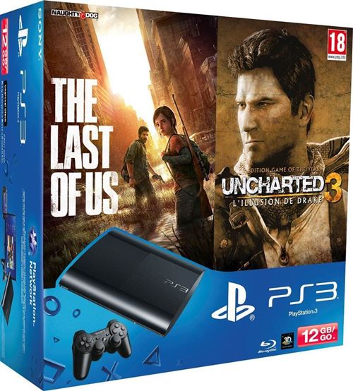 Console PS3 Ultra Slim 500 Go Sony Playstation 3 + Assassin's Creed IV  Black Flag + Last Of Us - Console rétrogaming à la Fnac