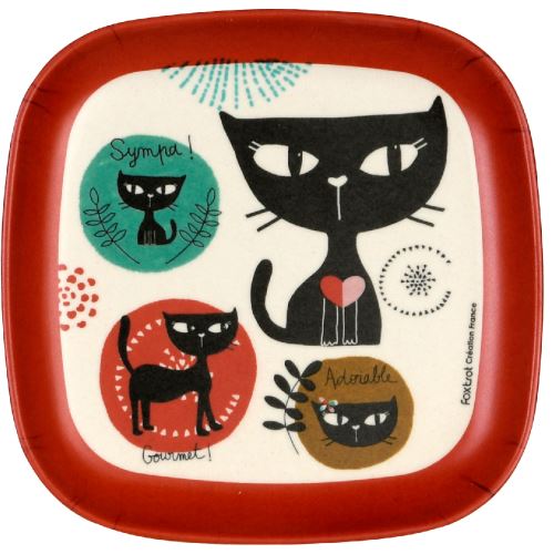 Plateau Vide Poche En Bambou Chats 14 X 14 Cm Achat Prix Fnac