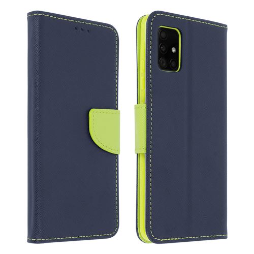 Housse pour Samsung Galaxy A51 5G Porte-carte Support Vidéo Fancy Style Bleu nuit