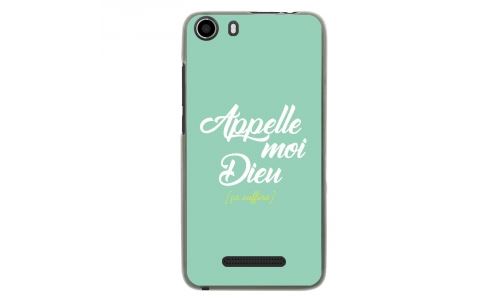Coque souple pour Wiko Lenny 2 avec impression Motifs Appelle moi Dieu turquoise