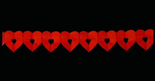 Guirlande de coeur petit 6m. rouge (5 pièces)