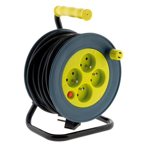 Zenitech - Enrouleur ménager 4x2P+T - 15m 3G1mm² - Jaune