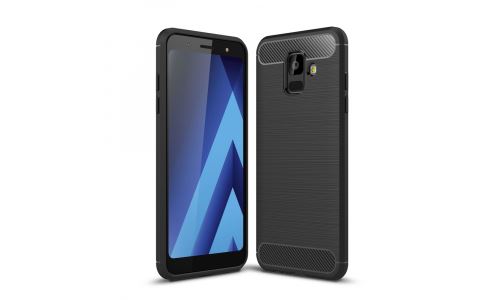 Coque pour Galaxy A6-2018 noire aspect carbone