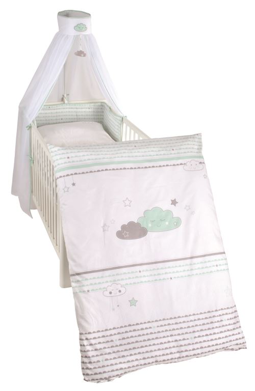 Lot de 4 pièces collection 'Happy Cloud' Roba - Taie d´oreiller, Housse de couette, Tour de lit ciel du lit avec un élément de jeu