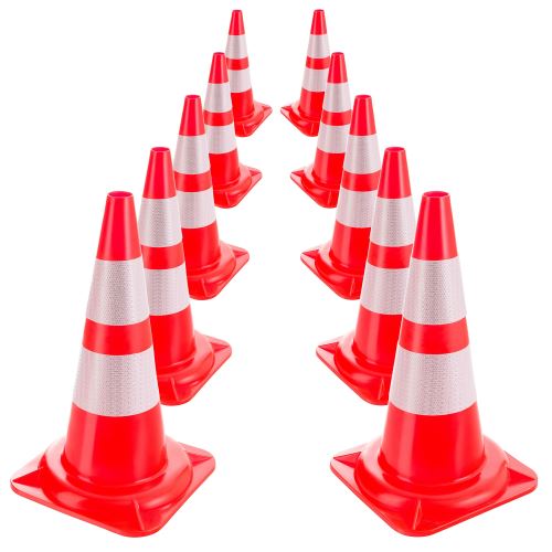 10 x Cône de Signalisation orange blanc réfléchissant 50 cm Cônes de Circulation