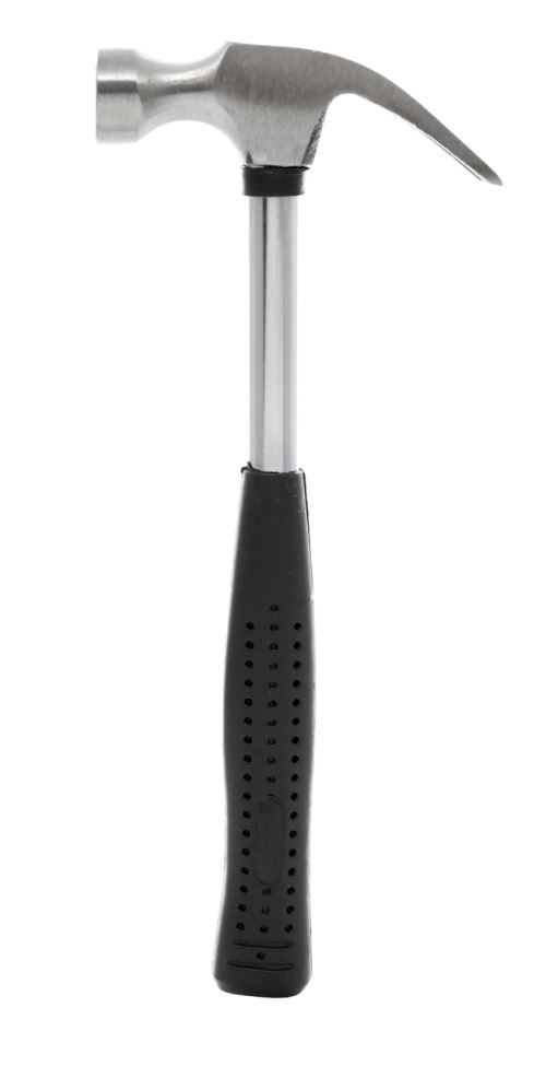 DCRAFT | Marteau arrache-clou 250g Longueur manche 25cm | Marteau classique Manche tubulaire en caoutchouc | Outil bricolage/atelier | Argent/Noir