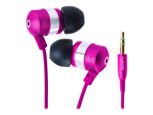 GOgroove AudiOHM - In-ear hoofdtelefoons - inwendig - met bekabeling - 3,5 mm-stekker - ruisisolatie - metallic roze