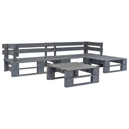 Vidaxl Gris Ensembles De Bancs. Canapes Et Tables De Jardin 4 Pieces 3 Personnes 125 X 220 X 55 Bois