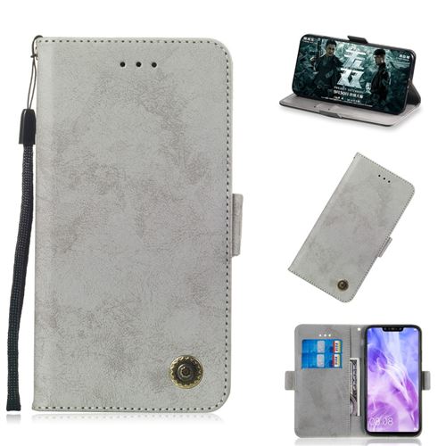 Etui en PU style rétro gris pour votre Huawei Nova 3
