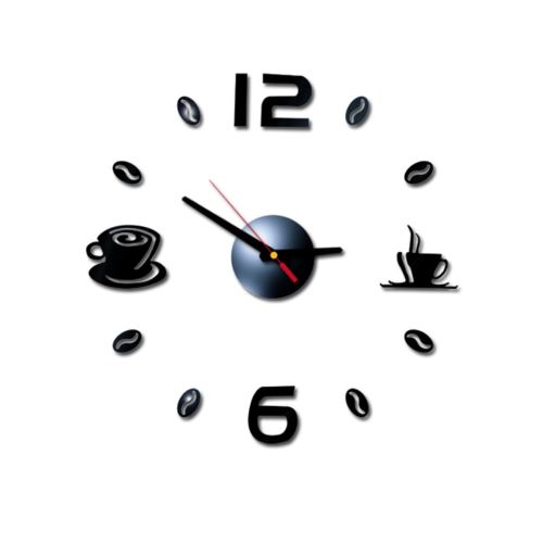 Nombres 3D Diy Romain Mur Acrylique Miroir Autocollant Horloge Décoration Intérieure Stickers Mural Noir PL616