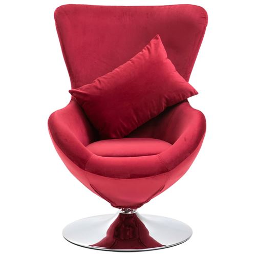 vidaXL Fauteuil pivotant en forme d’œuf avec coussin Rouge Velours