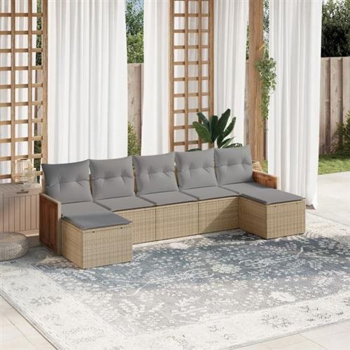 Non Communiqué Beige Vidaxl Salon De Jardin Avec Coussins 7 Pcs, Canapés De Patio, Ensemble De Meubles, Mobilier De Terrasse Extérieur, 3260316