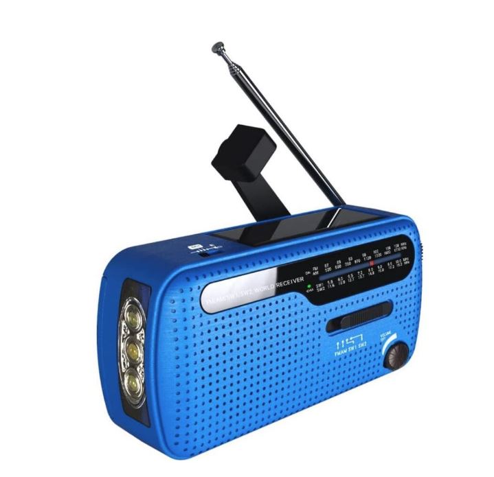 Radio portable à énergie solaire, batterie 4000mAh, à manivelle, avec