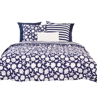 Côté Déco - Parure de lit Croisic - Coton adouci - 240 x 260 cm - Bleu marine - Croisic - 1