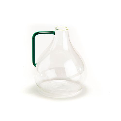 Non Communiqué Transparent Vase 1 Anse Emeraude 11,5 Cm - Amadeus - Verre