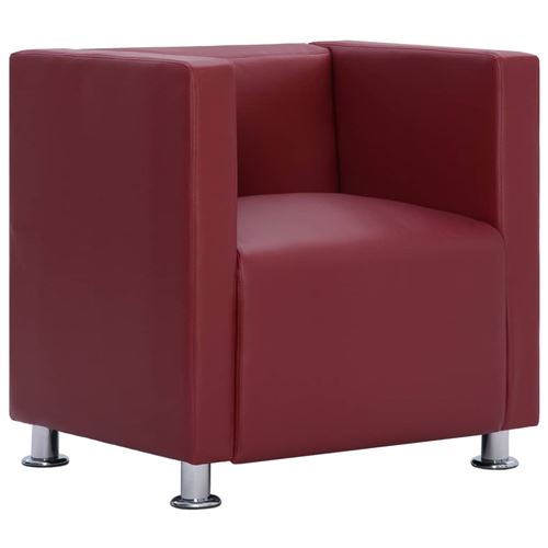 vidaXL Fauteuil cube Rouge bordeaux Similicuir