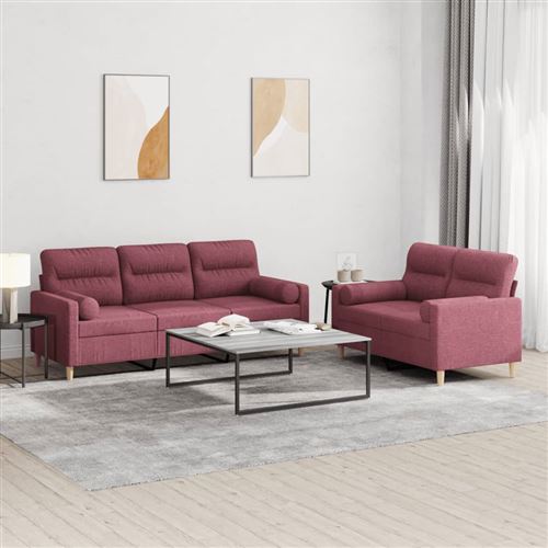 vidaXL - Ensemble de canapés 2 pièces - Rouge - Image 2