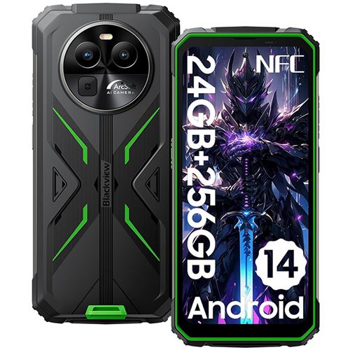 Blackview BV8100 Téléphone Portable Incassable 6,5 Android 14 (8+16)Go+256Go 50MP+32MP 8800mAh NFC,Dual SIM,Face ID - Vert