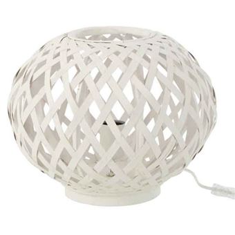 Lampe à Poser en Bambou "Inaya" 32cm Blanc - 1