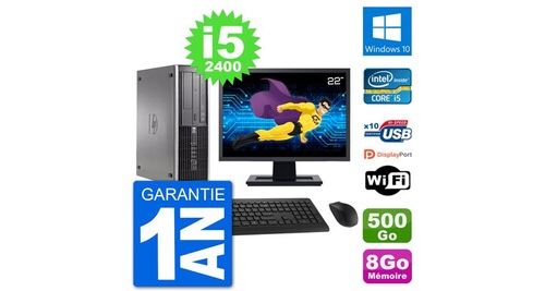 Pc hp compaq 6200 pro sff ecran 22" i5-2400 ram 8go disque 500go windows 10 wifi