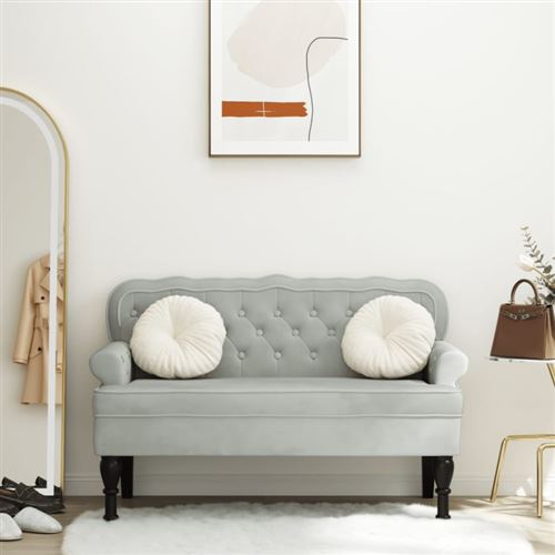vidaXL Banc avec dossier gris clair 119,5x64,5x75 cm velours