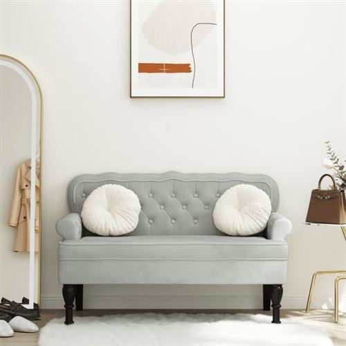 Vidaxl Gris/Clair Banc Rond Velours - Image 3