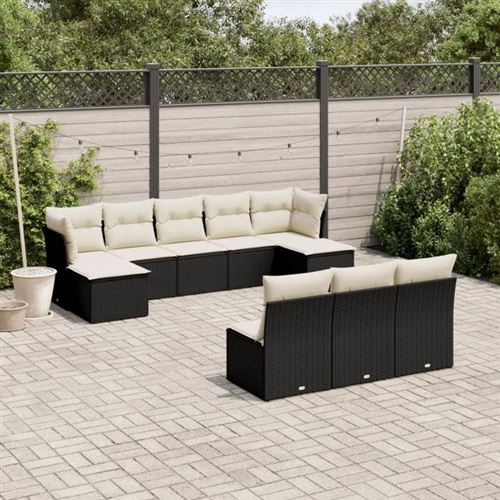 Vidaxl Noir Salon De Jardin 10Pcs - Image 2