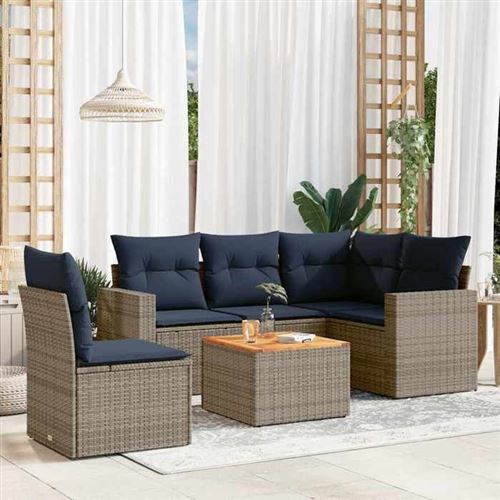 vidaXL - Salon de jardin - 6 pièces - Gris - Image 2