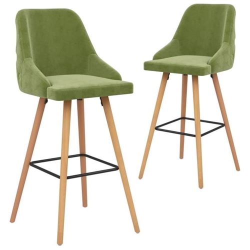 vidaXL Tabourets de bar 2 pcs Vert clair Velours