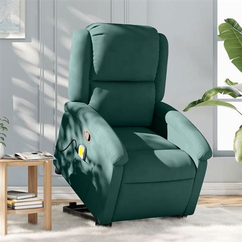 Non Communiqué Vert Vidaxl Fauteuil De Massage, Relaxation Velours Foncé