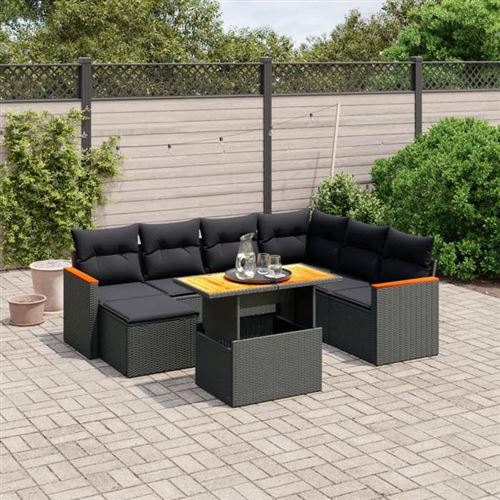 Non Communiqué Noir Vidaxl Salon De Jardin Avec Coussins 8 Pcs, Canapés De Terrasse, Ensemble De Meubles De Patio, Mobilier D'extérieur, 3273190