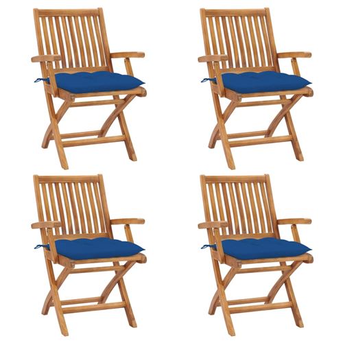 Non Communiqué Vidaxl Chaises Pliables De Jardin Avec Coussins 4 Pcs Teck Solide