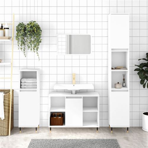 Vidaxl Blanc Armoire De Salle De Bain 80X33x60 Cm Bois D Ingénierie - Image 3