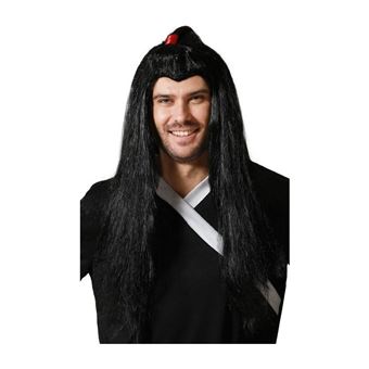 Perruque Noire Guerrier FIESTAS GUIRCA – Style Anime Cosplay – Taille Unique Unisexe – Parfaite Pour Halloween & Carnaval