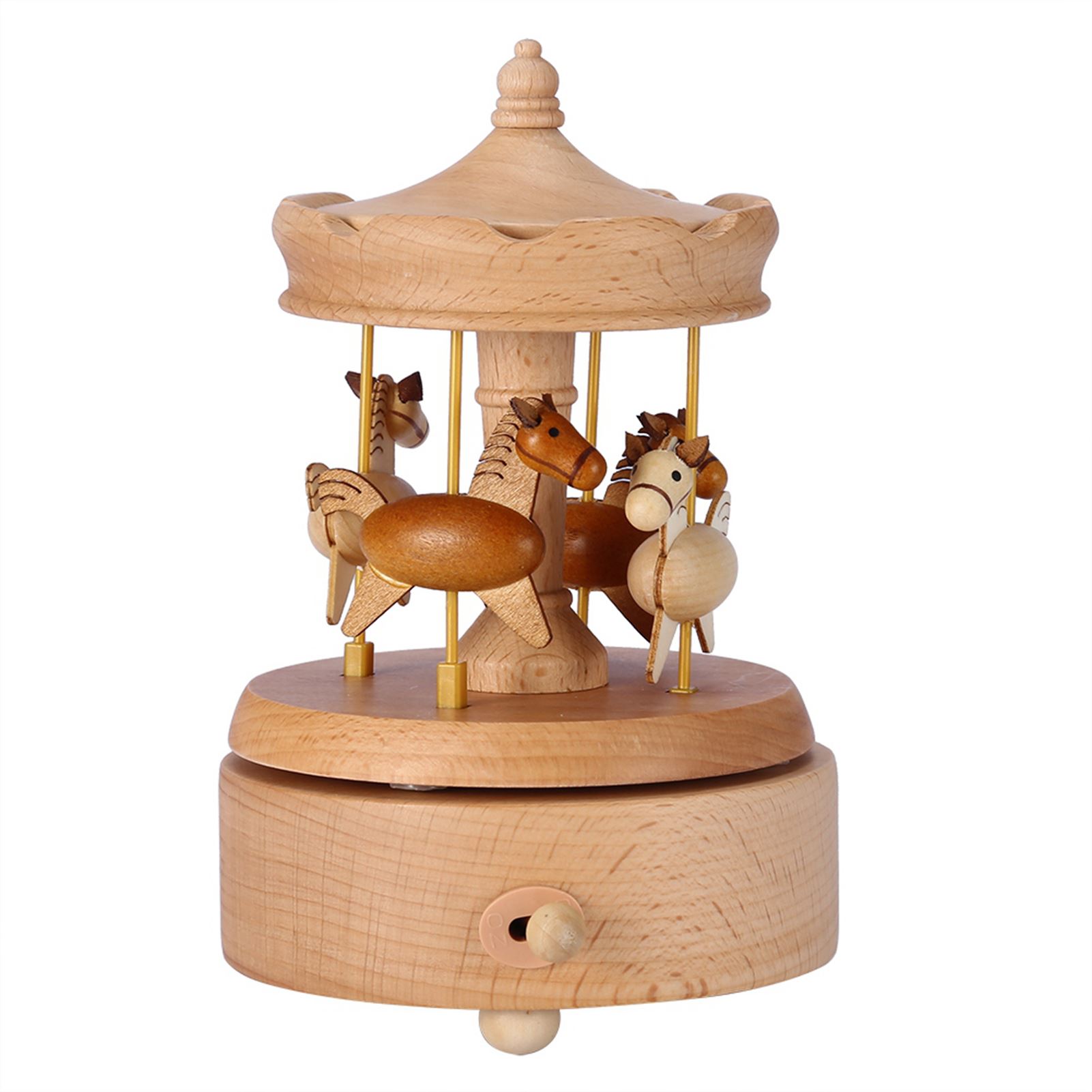 Boîte à Musique Carrousel Vintage Avec Chevaux Tournants – Décoration Enchantée En Bois Et Résine Pour Enfants Et Mariages