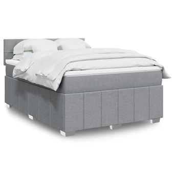 vidaXL Boxspring met matras stof lichtgrijs 160x200 cm3289419 - 1