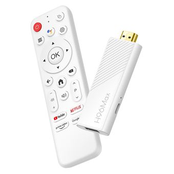 Stick TV Android 4K HDMI avec Télécommande Streaming Netflix YouTube Prime Video Avizar Blanc - 1