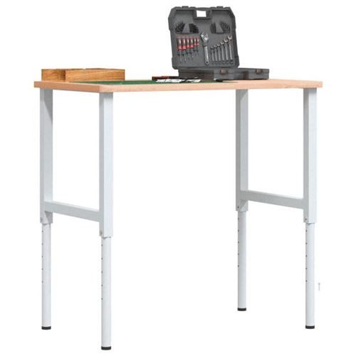 Non Communiqué Beige Vidaxl Établi 100X60x(71,5-98) Cm Bois Massif De Hêtre Rectangulaire, Table De Travail, Poste De Travail, Table De Travail 3309704