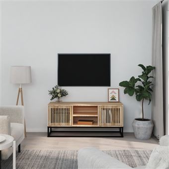 Meuble TV Marron Miel 110,5x35x44 Cm Bois De Pin Massif - Meuble TV