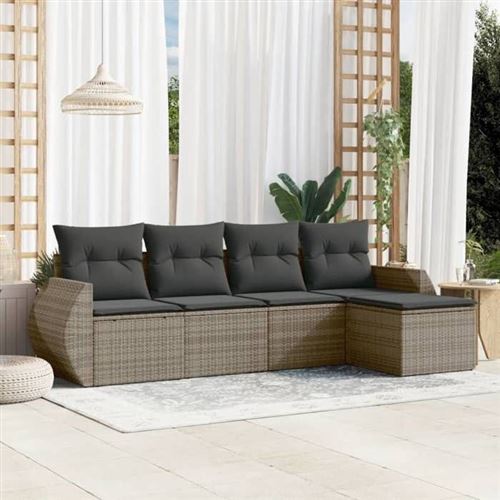 Non Communiqué Gris Salon De Jardin Modulable Vidaxl Resine Tressee 5 Pieces X 70 X 69 5 Personnes