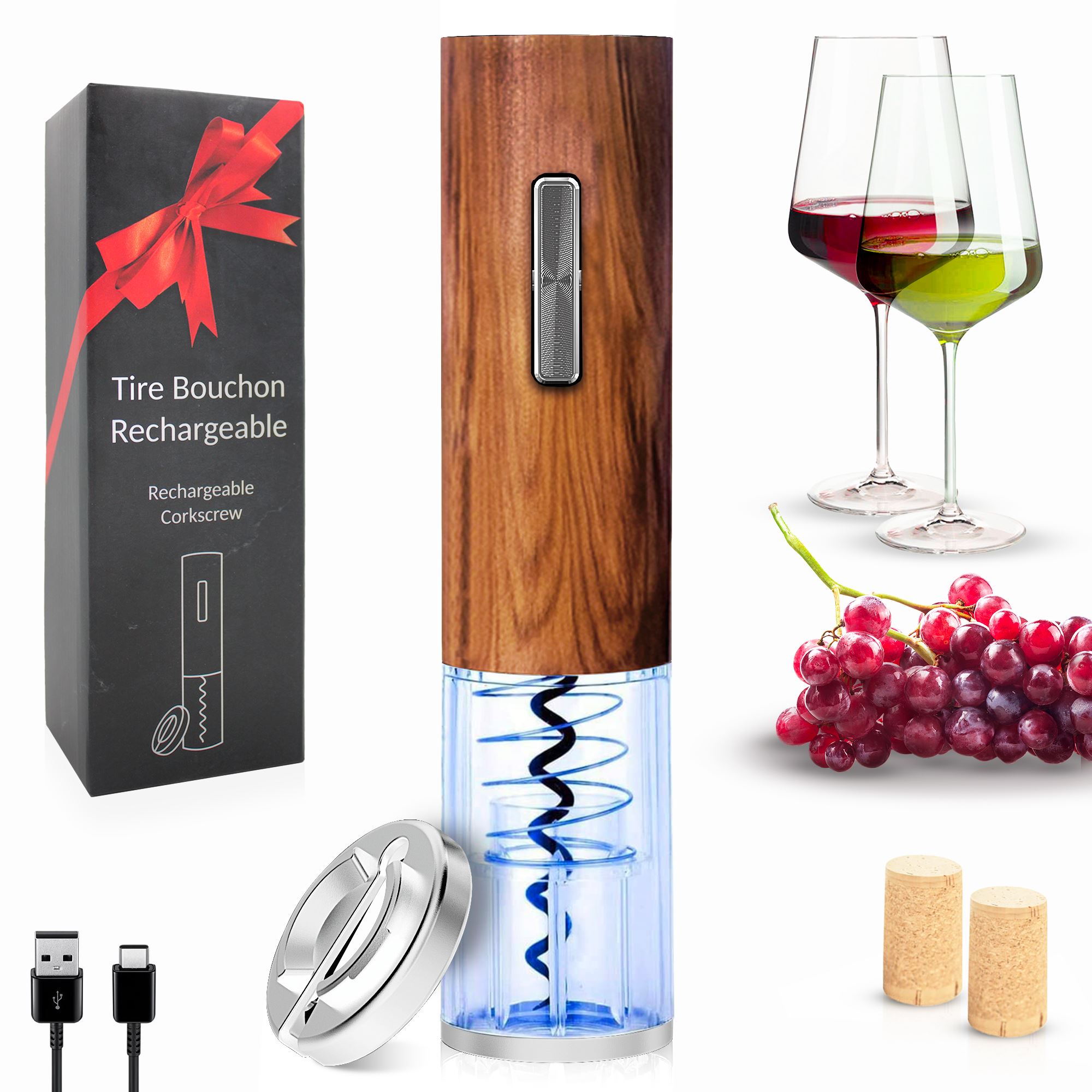 Ouvre-bouteille électrique Rechargeable InnovTec - Ouverture Automatique Une Touche, Design élégant