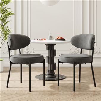 COLAMY Chaises de salle à manger modernes – Lot de 2, pieds en métal robustes et assise ultra-confortable-Gris - 1